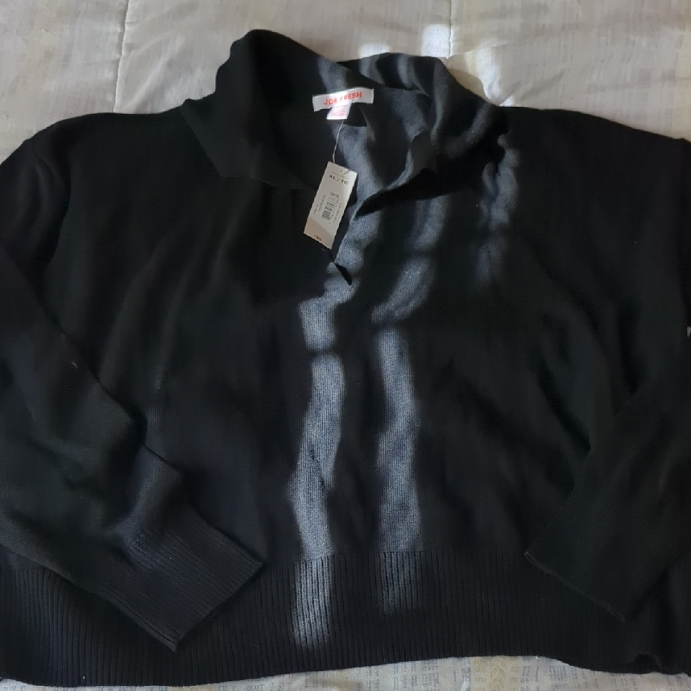 Joe Fresh Black Women's Collared Pullover Sweater
